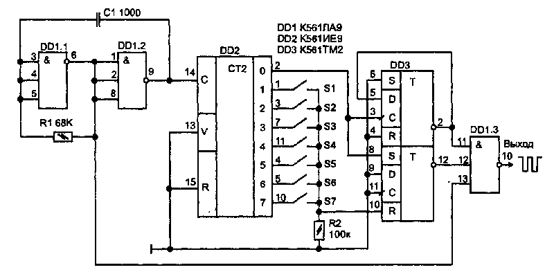 Схема включения к561ие9